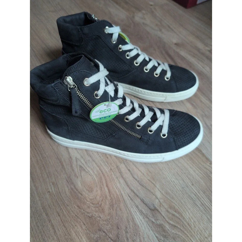 Paul Green Mac High Top Navy Suede Sneakers Womens 7 Lightweight Comfort